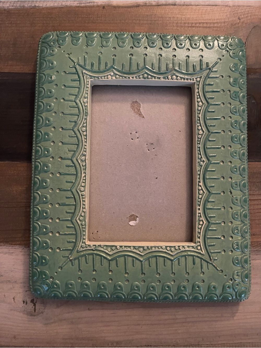 Parisian Home Heavy Embossed Ceramic Ornate Turquoise 4x6 Picture Frame